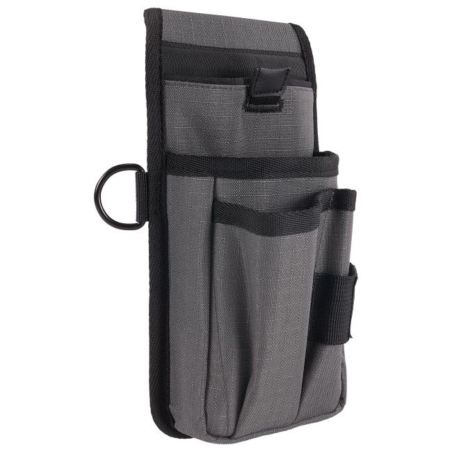 Tool pouch with device holster angled view