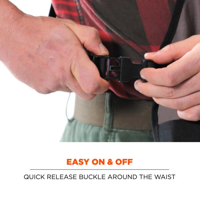 Easy on & off: quick release buckle around the waist