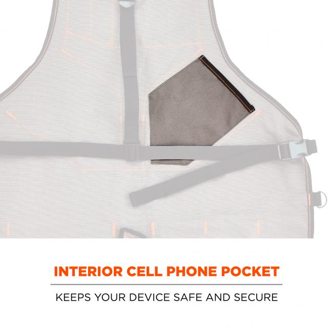 Interior cell phone pocket: keeps your device safe and secure.