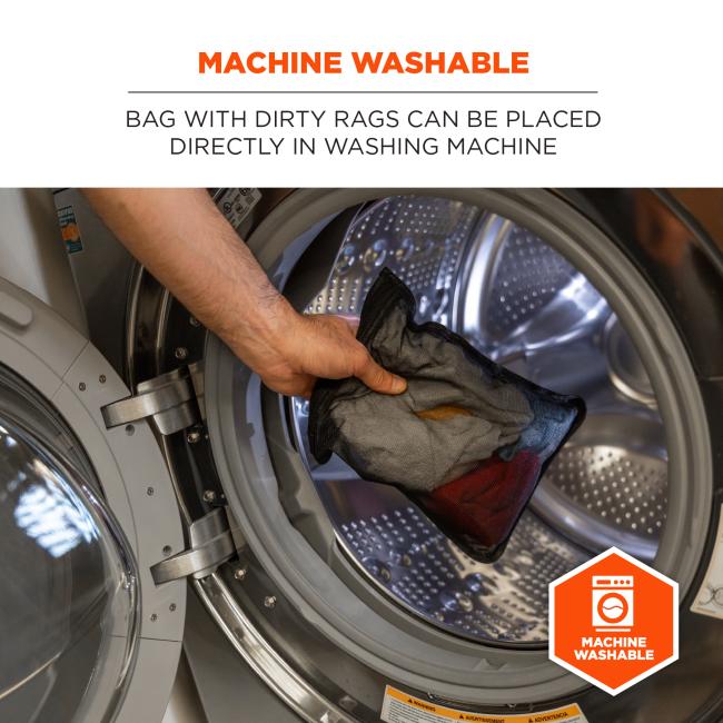Machine washable: bag with dirty rags can be placed directly in washing machine