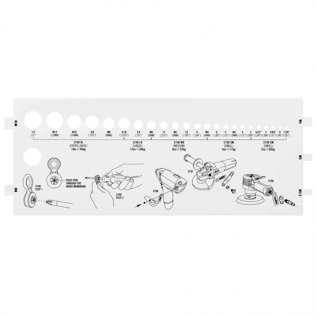 3810 White Tool Attachment Size Chart Guage image 2