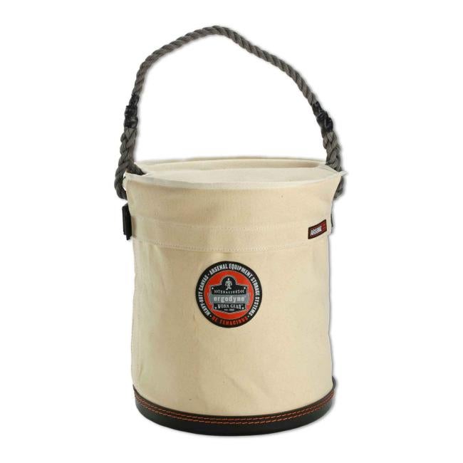 5733T 12.5"D x 15"H White Large Plastic Bottom Bucket with Top Hoist Buckets image 1