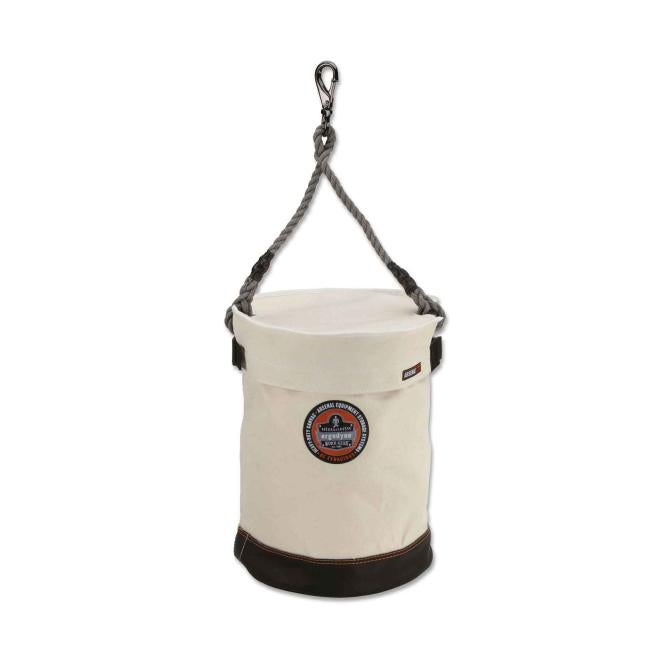 5740T 12.5"D x 17"H White Leather Bottom Bucket-Swivel with Top Hoist Buckets image 1