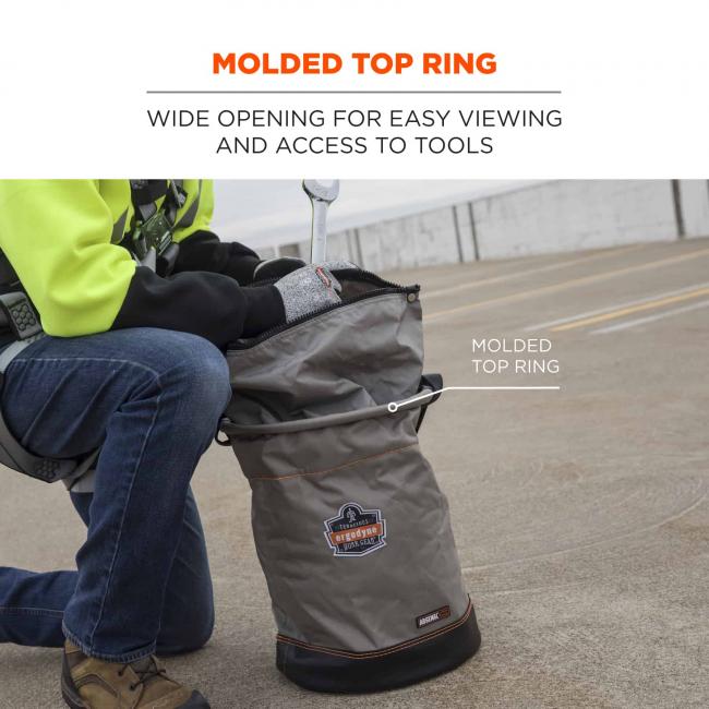 Molded top ring: wide opening for easy viewing and access to tools