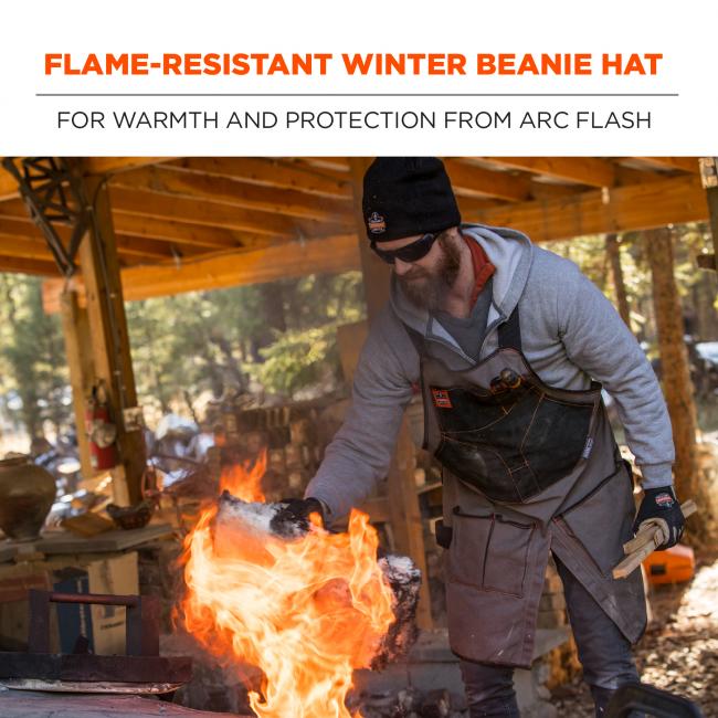 Flame resistant winter beanie hat. For warmth and protection from arc flash.