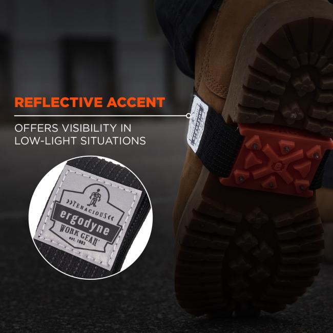 Reflective accent offers visibility in low-light situations