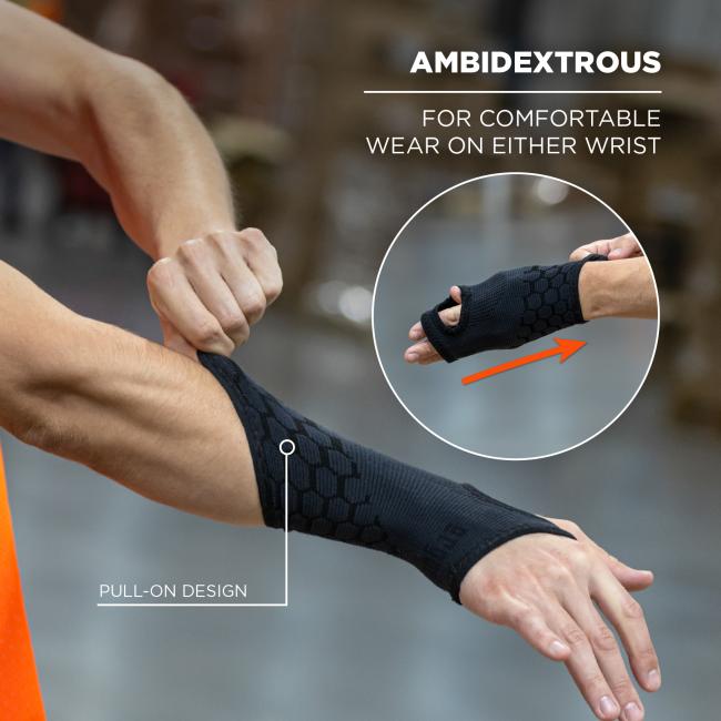 Ambidextrous: for comfortable wear on either wrist. Pull-on design