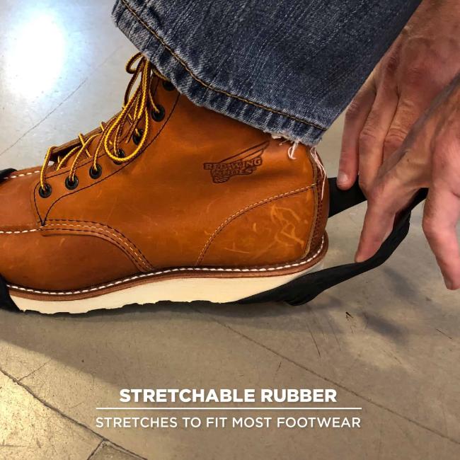 Stretchable rubber: Stretches to fit most footwear