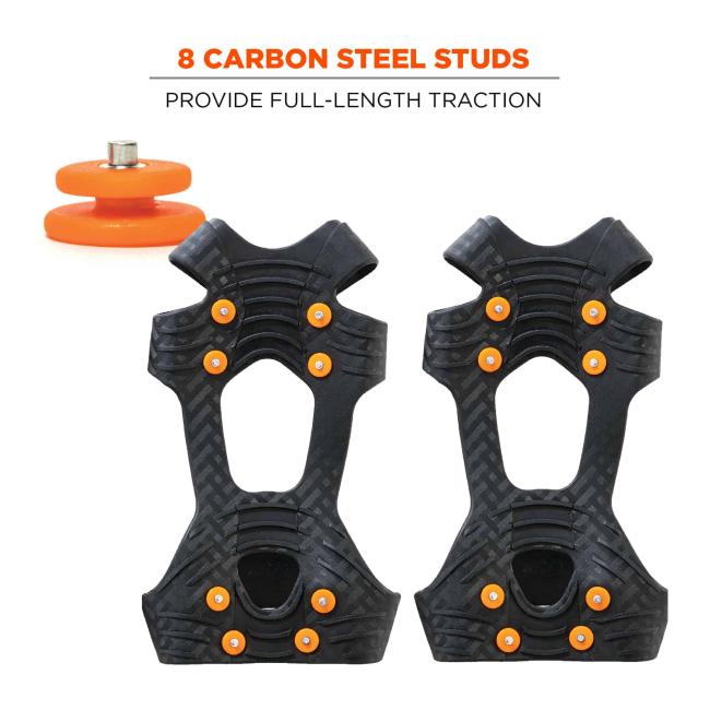 8 carbon steel studs: provide full-length protection