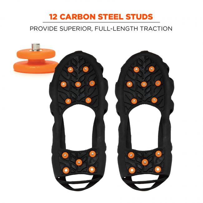 12 carbon steel studs: provide superior full-length traction