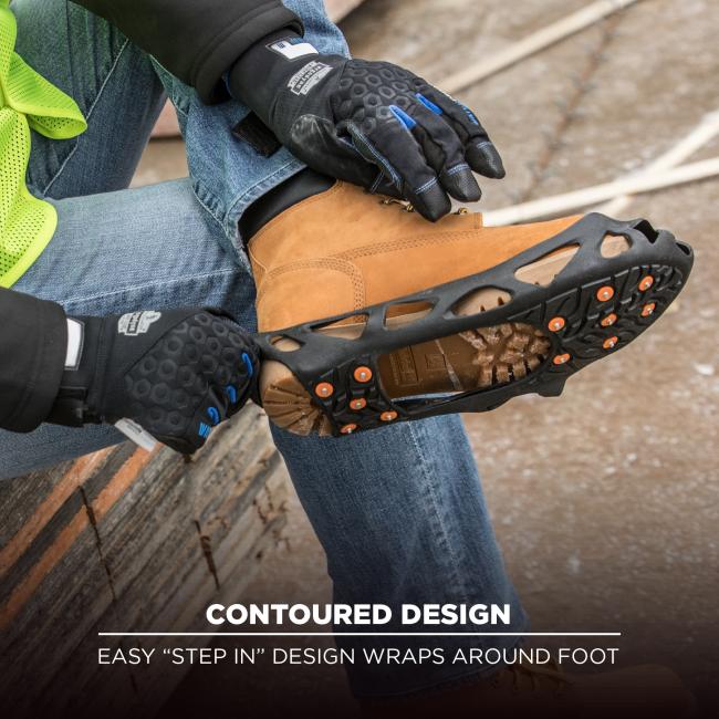 contoured design: easy step-in design wraps around foot