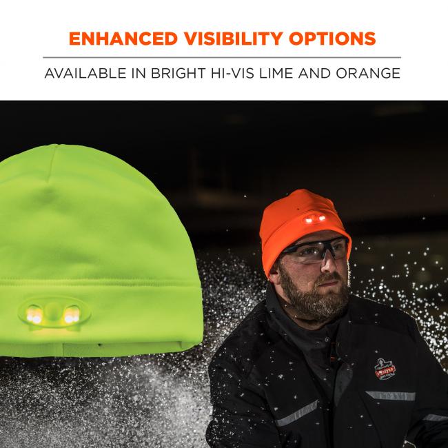 Enhanced visibility options. Available in bright hi-vis lime and orange