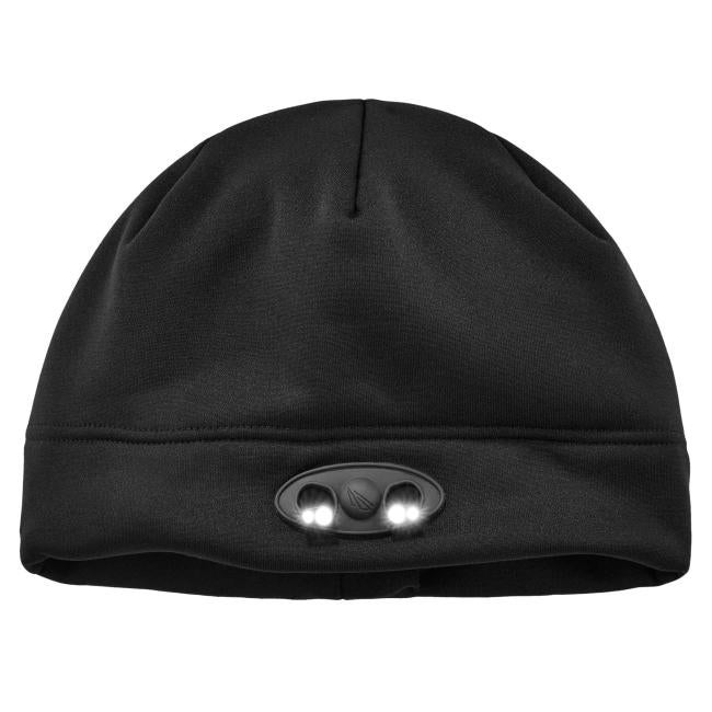 6804 Black Lighted Beanie, front view with lights on image 1