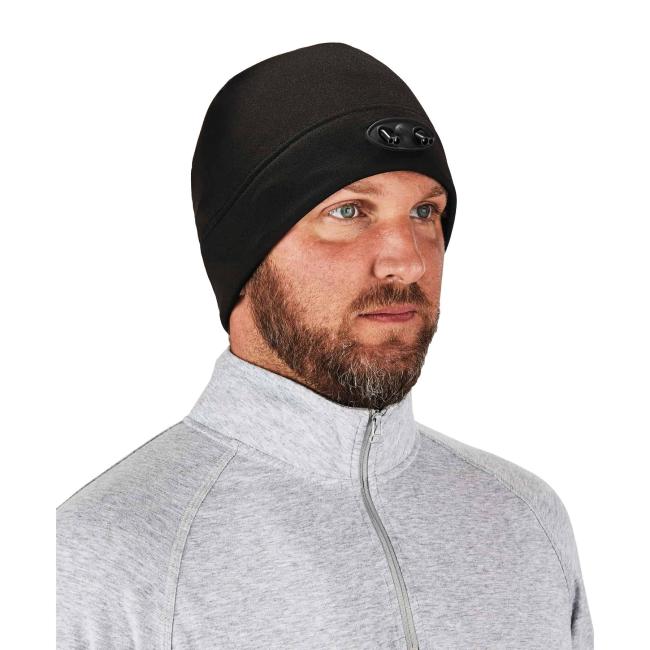 6804 Black Lighted Beanie, on model, three quarter view image 3