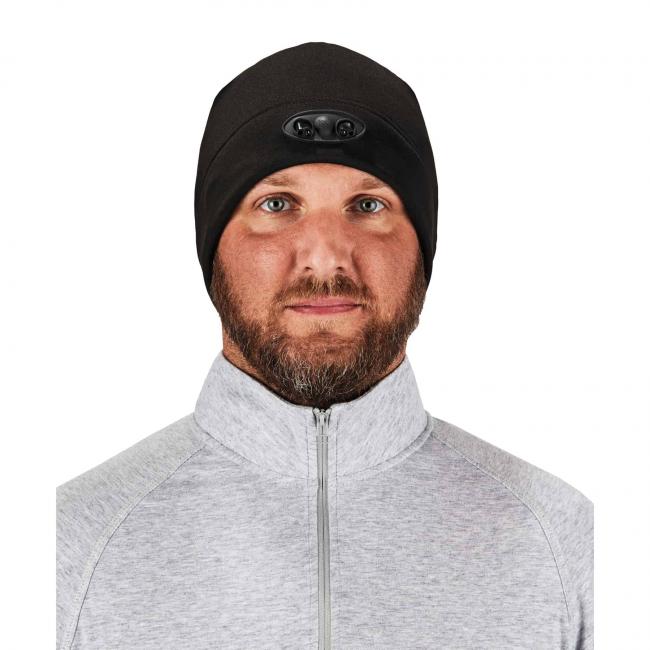 6804 Black Lighted Beanie, on model, front view image 5