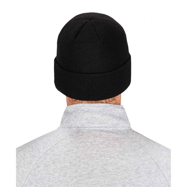 6806 Black Folded Knit Beanie, on model, back view image 4