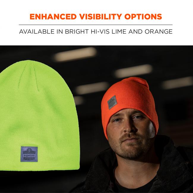 Enhanced visibility options. Available in bright hi-vis lime and orange