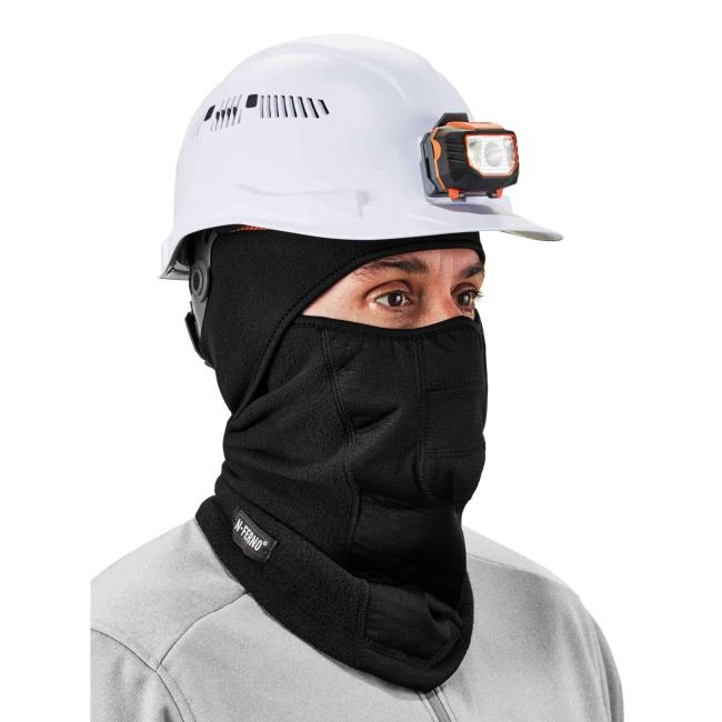 Balaclava on model under hard hat