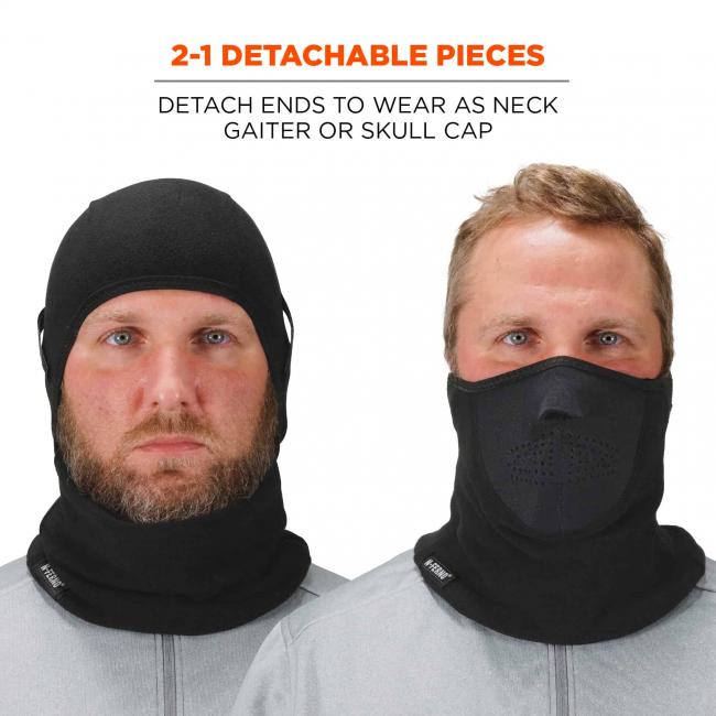 2-1 Detachable pieces: detach ends to wear as neck gaiter or skull cap