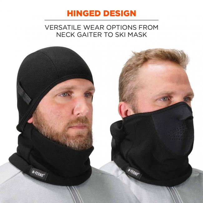 Hinged design: versatile wear options from neck gaiter to ski mask