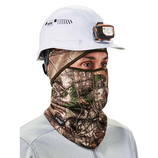Balaclava on model under hard hat