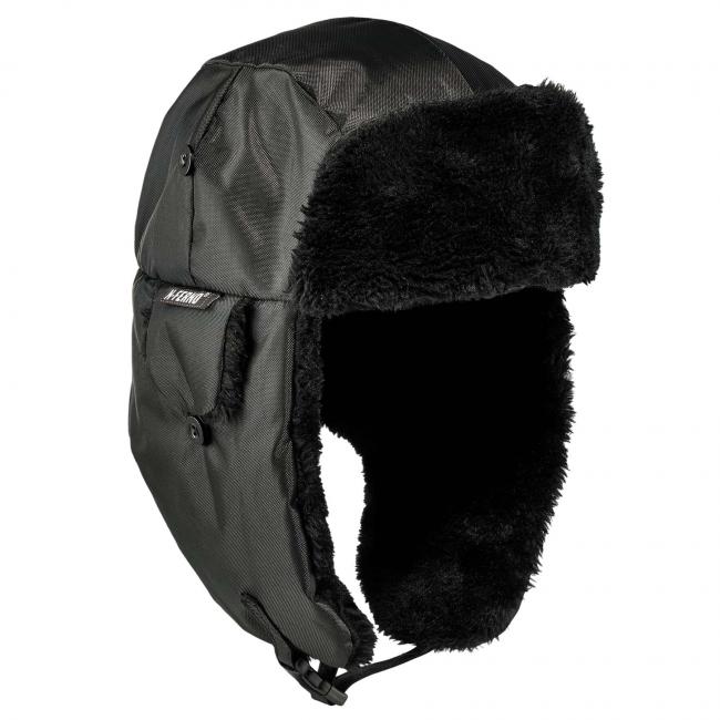 Trapper hat with flaps down