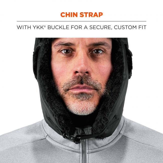 Chin strap: with YKK buckle for a secure, custom fit. 
