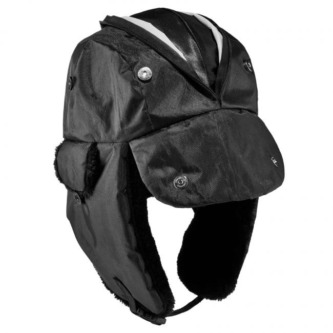 Front of trapper hat, unzipped