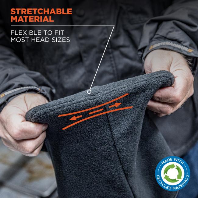 Stretchable material: flexible to fit most head sizes