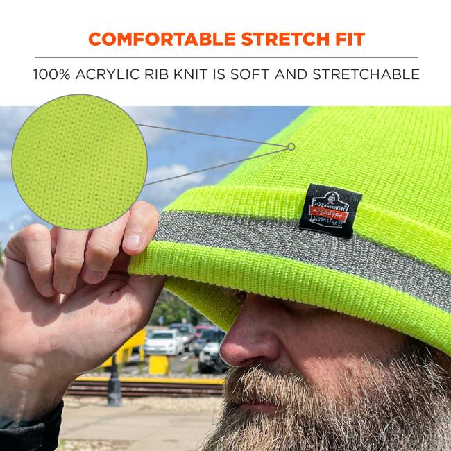Comfortable stretch fit: 100 percent acrylic rib knit is soft and stretchable