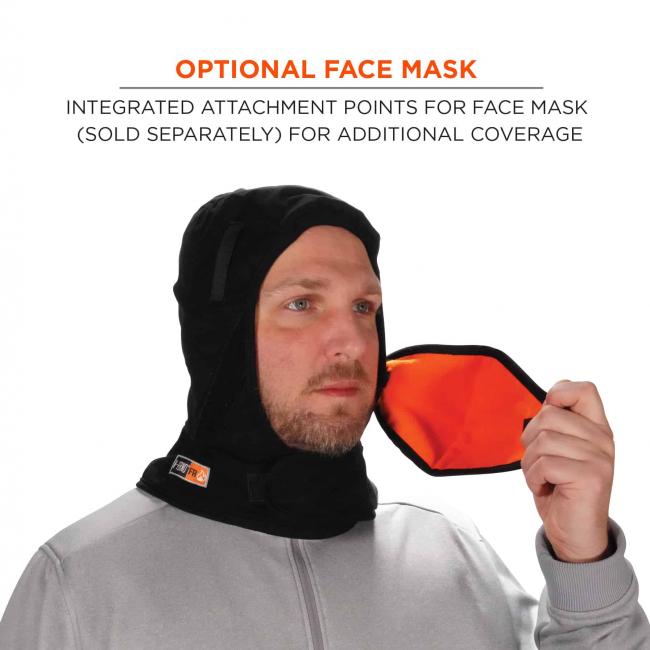 Optional face mask: integrated attachment points for face mask (sold separately) for additional coverage