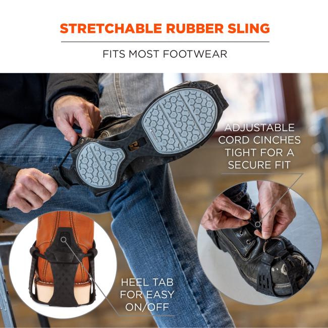 Stratechable rubber slip: adjustabile cord cinches tight for a secure fit. Heel tab for easy on and off