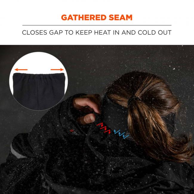 Gathered seam: Closes gap to keep heat in and cold out. 