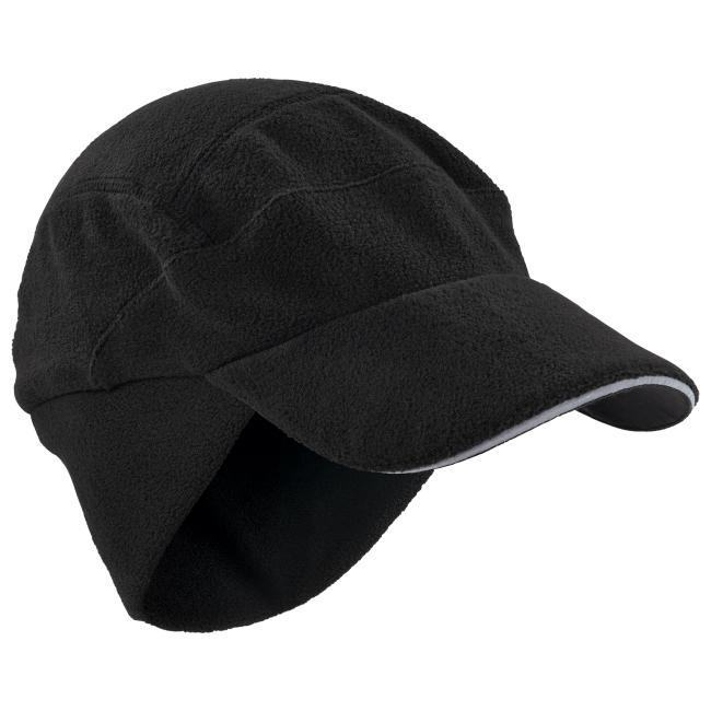 Winter Baseball Cap with Ear Flaps Black Front.