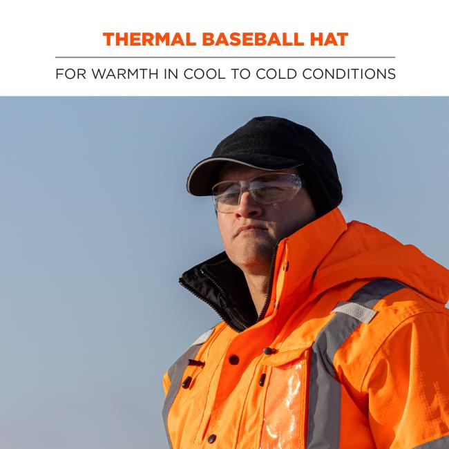 Thermal baseball hat for warmth in cool to cold conditions