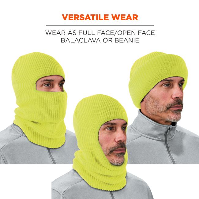 Versatile wear. Wear as full face/open face balaclava or beanie
