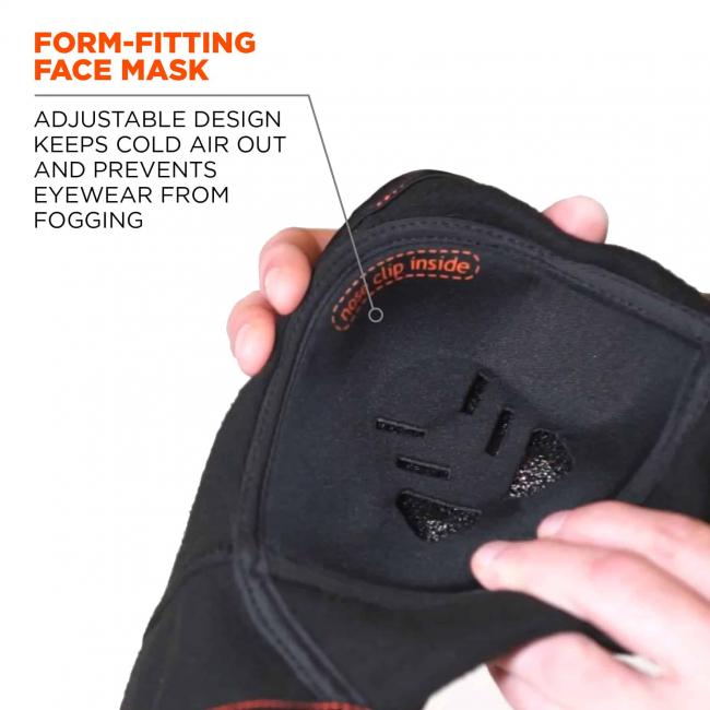 Form-fitting face mask: adjustable design keeps cold air out and prevents eyewear from fogging