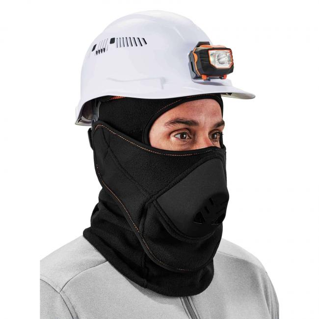 Balaclava on model under hard hat