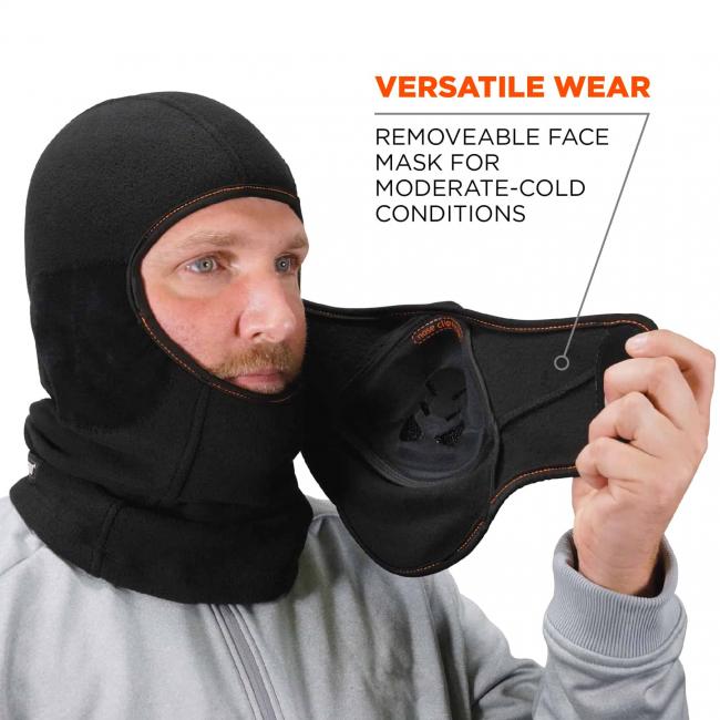 Versatile wear: removable face mask for moderate-cold conditions