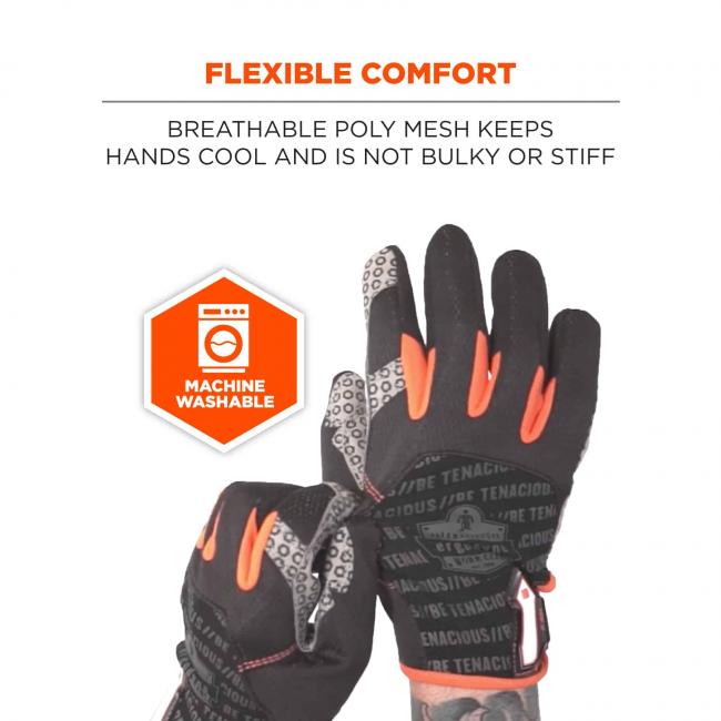 Flexible comfort: Breathable poly mesh keeps hands cool nd is not bulky or stiff