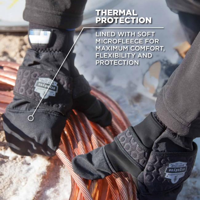 Thermal protection: lined with soft microfleece for maximum comfort, flexibility, and protection. 
