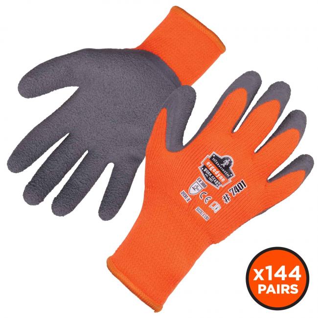 front and bvack of 7401 coated lightweight winte work gloves - x144 pairs