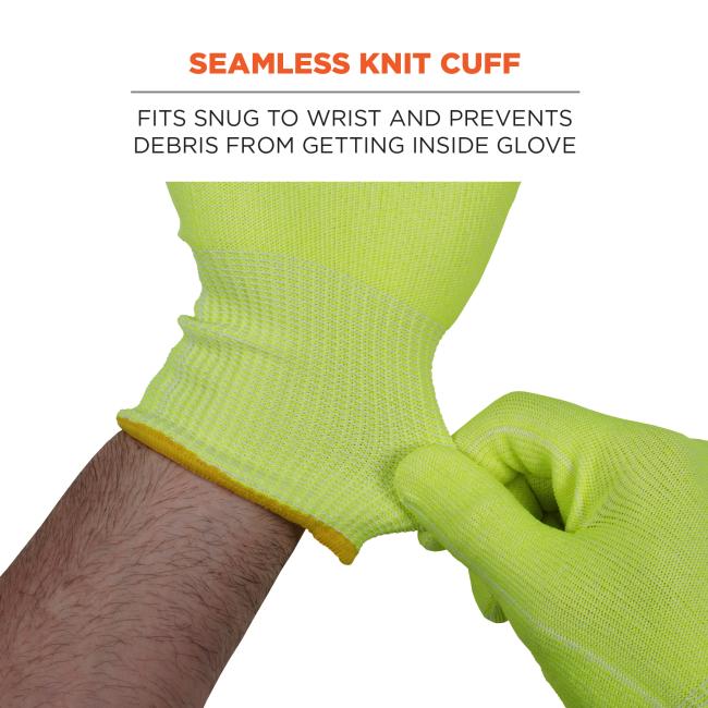 Seamless knit cuff: fits snug to wrist and prevents debris from getting inside glove