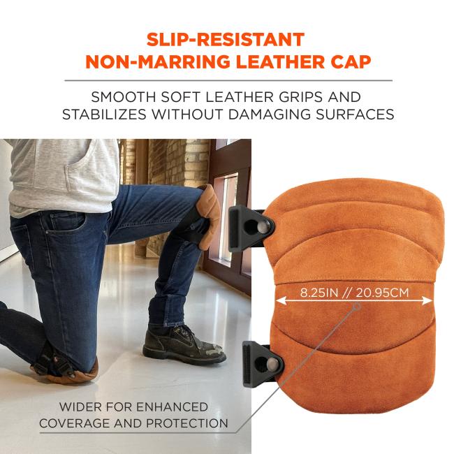 Slip-resistant non-marring leather cap: smooth soft leather grips and stabilizes without damaging surfaces. Wider for enhanced coverage and protection. Width of cap in middle is 8.25in (20.95cm).