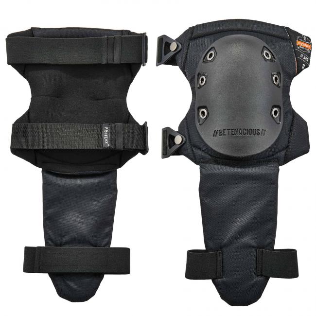 340  Black Cap Slip Resistant Knee Pad w/Shin Guard paired image 1