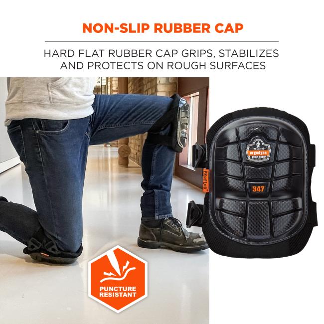Non-slip rubber cap: hard flat rubber cap grips, stabilizes and protects on rough surfaces. Puncture resistant