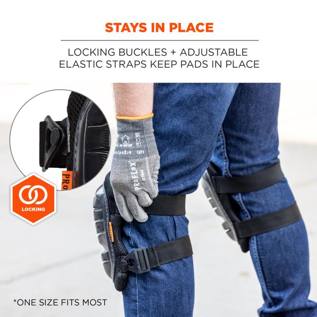 Stays in place: buckles and adjustable hook and loop straps keep pads in place. Breathable neoprene comfort strap. *One size fits most.
