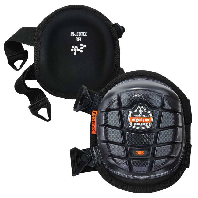 355 Black Short Cap Injected Gel Knee Pads paired image 1