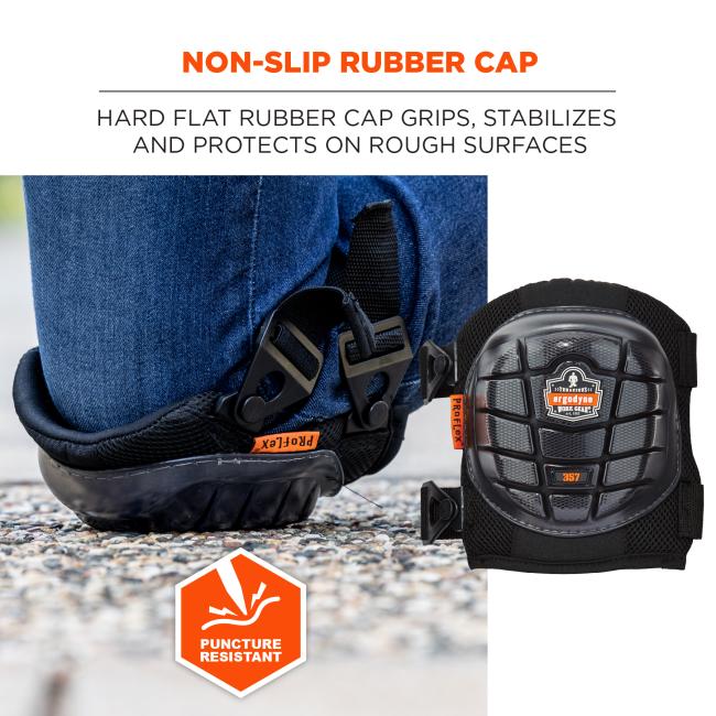 Non-slip rubber cap: hard flat rubber cap grips, stabilizes and protects on rough surfaces. Puncture resistant