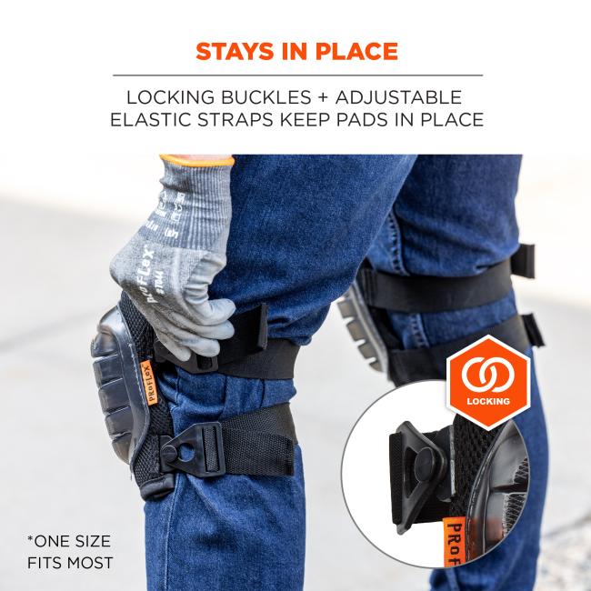Stays in place: locking buckles and adjustable elastic straps keep pads in place. *One size fits most.